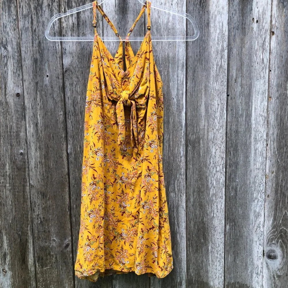 xhilaration Floral Spaghetti Strap V-Neck Mini Dress Medium